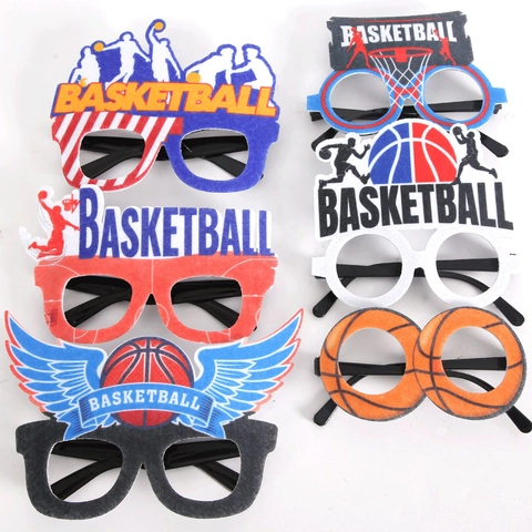 Basketbal Thema Feestbril Grappige Sportevenement Props Plastic Vilt Decoratieve Bril Voor Verjaardagsfeestje