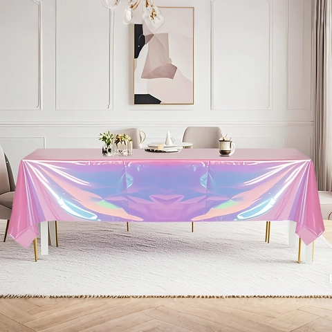 Holografisch Laser Tafelkleed Wegwerp Plastic Waterdicht Rechthoek Tafelovertrek Voor Kerstmis Verjaardag Feest Decoratie