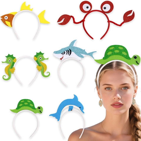 Cerchietti e Occhiali per Feste Animali Oceanici Carino Squalo Tartaruga Delfino Cavalluccio Marino Granchio Forniture per Feste di Compleanno per Bambini