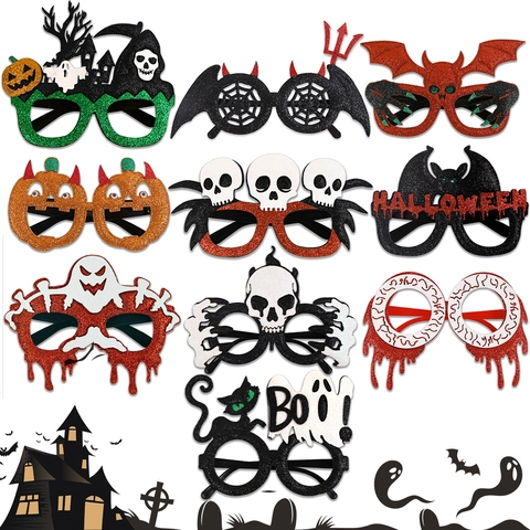 Occhiali con Brillantini per Festa di Halloween Fasce per Capelli Zucca Fantasma Pipistrello Ragnatela per Bambini Adulti Decorazioni per Feste