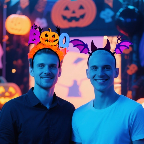 Cerchietto Fluorescente per Halloween Decorazioni Neon Festa Ragnatela Pipistrello Fantasma Zucca Accessori Capelli Glow