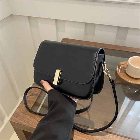 Damen Vintage Minimalistisch Kleine Quadratische Tasche PU Leder Klappe Schulter Umhängetasche Mit Verstellbarem Gurt Metallschloss Alltag