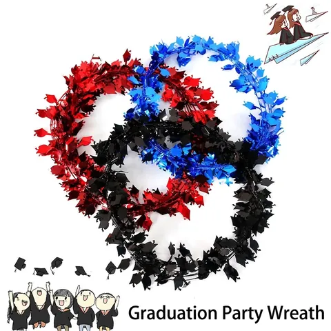 Graduation Season Party Tinsel Garland Metallic Bachelor Cap Wire Ribbon For Class of 2026 Party Decoration Celebration Supplies