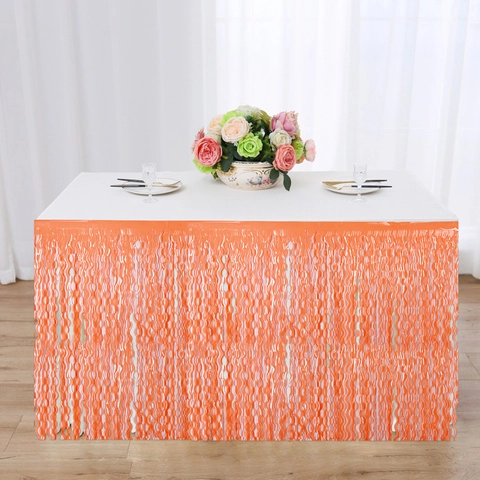 Gonna da Tavolo a Nappe Ondulate Fluorescenti Macaron Gonna in Carta Stagnola PET per Decorazione Tavolo Festa di Compleanno Forniture per Tende Neon Rain Silk