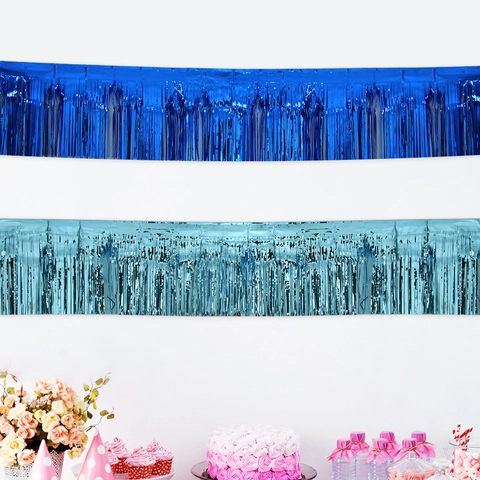 Tenda a Frange in Alluminio Metallizzato 3M Colore Macaron Ghirlanda di Nappe Striscione per Decorazione Festa di Compleanno Matrimonio Con Nastro Adesivo