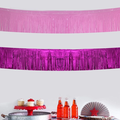 Metallic Foil Fringe Garland Macaron PET Tassel Party Banner Backdrop Curtain For Wedding Birthday Graduation Celebration Venue Layout Decor