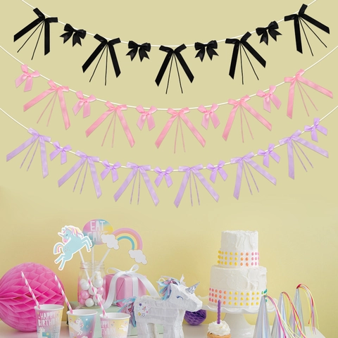 Mini Polyester Satin Ribbon Bows For Kids Birthday Party Decoration Props DIY Handmade Bowknot Accessories Colorful Ornaments