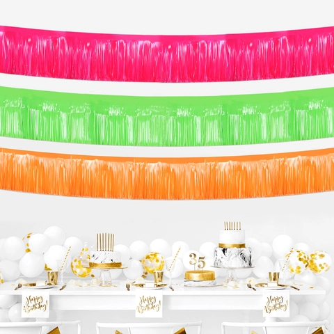 Fluoreszierender Macaron Folienvorhang Banner Für Geburtstag Hochzeit Party Dekoration Metallic Lametta Girlande