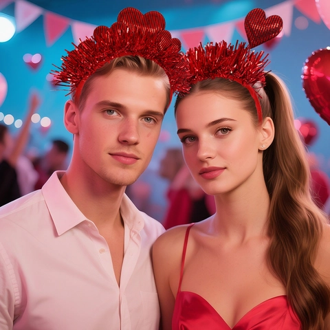 Cerchietto con Cuore Rosso con Glitter Lustrini Elastico Cerchietto per Capelli per Festa di San Valentino Oggetti di Scena per Foto Donna Ragazza Accessori Festivi