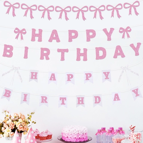 Happy Birthday Schleife Banner Party Dekorationen Glitzer Papier Filz Schwalbenschwanz Girlande Für Geburtstag Home Decor