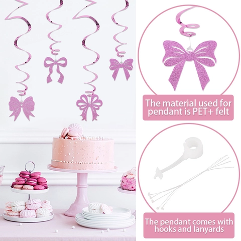 Decoraciones de Espirales Colgantes con Lazo de Mariposa Brillante para Cumpleaños Boda Fiesta Accesorios de Fondo Festivo