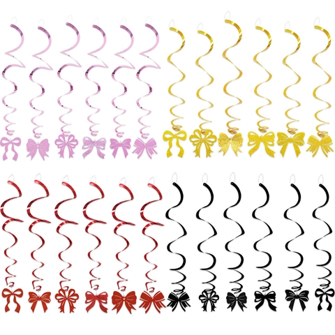 Decoraciones de Remolinos para Fiesta Temática de Lazo Papel con Purpurina Adornos Colgantes en Espiral para Cumpleaños de Niños