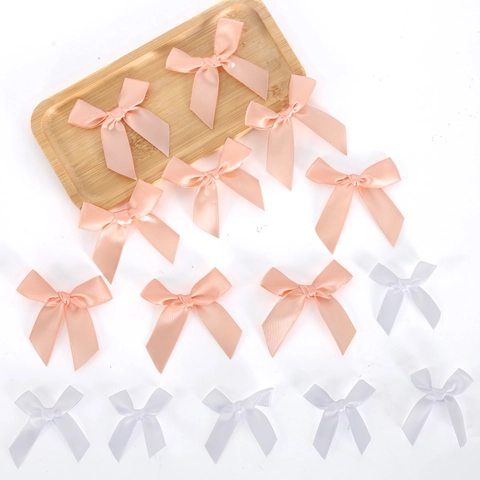 Mini Ribbon Bows Decorative Ornaments For Birthday Party Wedding DIY Craft Polyester Small Bowknot Hanging Decor Gift Wrap