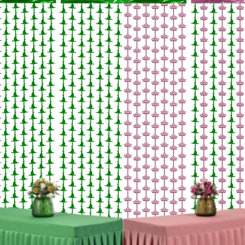 Decorazione per Sfondo Festa di Halloween Corona Rosa Cappello da Strega Verde Tenda a Frange in Alluminio Oggetti di Scena per Foto
