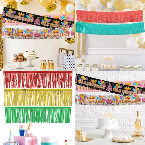 Tenda a Frange in Lamina di PET Metallizzato Per Decorazione Festa Compleanno Matrimonio Sfumatura Macaron Sfondo Parete