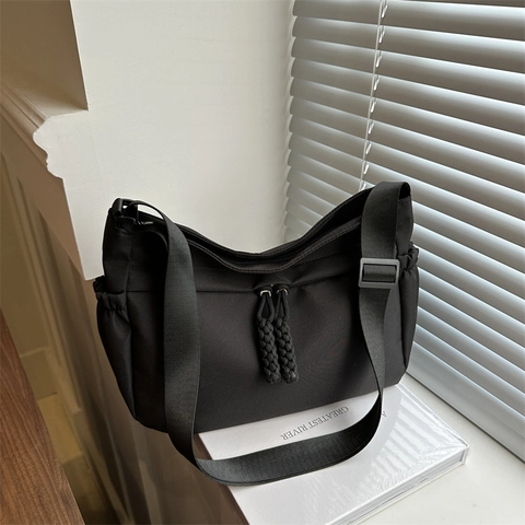 Borsa a Tracolla Casual in Tessuto Oxford da Donna Grande Capacità Impermeabile con Tracolla Regolabile Coulisse Tote alla Moda