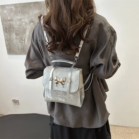 Γυναικείο Mini Σακίδιο Πλάτης από PU Δέρμα Casual Ταξίδι Πεταλούδα Μεταλλικό Ντεκόρ Τσάντα