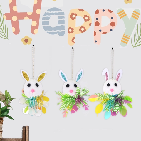 Osterhase Plüsch Anhänger Hängedekoration Mit Bunten Lametta Pailletten Für Frühlingsfest Party Szene Layout Dekoration