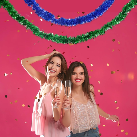 Metallic Tinsel Garland Colorful Streamers For Wedding Birthday Christmas Party Home Ceiling Hanging Decoration Festive Ornaments