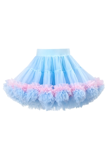 Falda Tutu de Princesa para Niñas Falda de Tul de Malla en Capas Color Degradado Dobladillo con Volantes Cintura Elástica Fiesta