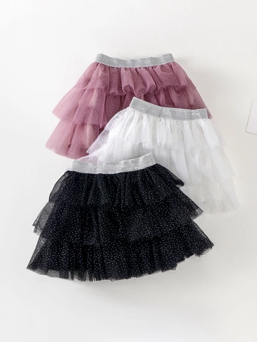 Gonna Tutu a Pois in Rete per Bambina Gonna a Balze Principessa per Esibizioni Halloween Festa Costume Bambini