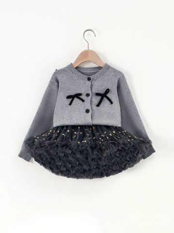 Meisjes Strik Gebreid Vest En Tutu Rok Set Polyester Zacht Mesh Sterrenpatroon Koreaanse Stijl Kinderen Outfit Voor Dagelijks Feest