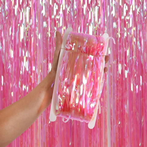 Irisierender Folien-Fransenvorhang Lametta Hintergrund Für Geburtstag Hochzeit Party Candy Color Laser Tür Streamer Dekor