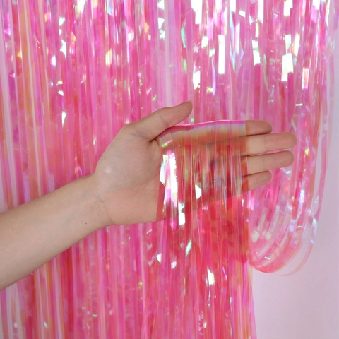 Irisierender Laser Flittervorhang Folie Fransen Hintergrund Für Geburtstag Hochzeit Party Dekoration Glänzende Candy Farbe Hintergrund