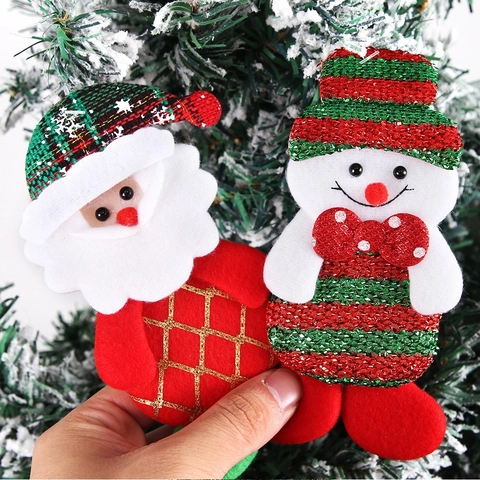 Weihnachtsbaum Dekoration Anhänger Flanell Weihnachtsmann Schneemann Elch Bär Hängeornament Mit Haken Für Xmas Feiertag Haus Party Deko