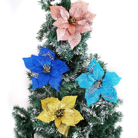 Große Glitzer Künstliche Weihnachtssterne Dreischichtige Stoffblumen Für Festliche Baum Haus Party Dekoration