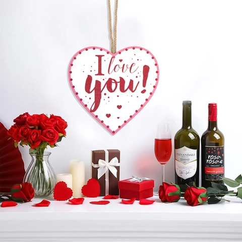 Valentinstag Holz Herz Hängeschild Amor Gnom Muster Romantische Dekorative Plakette Für Hochzeit Party Haus Wanddekoration Geschenk