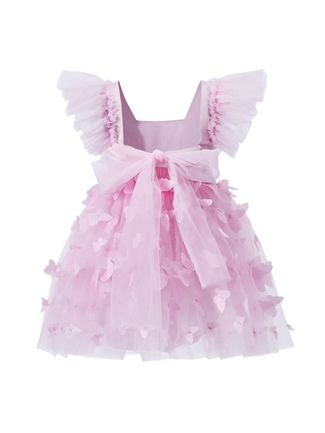 Pagliaccetto a Vestito da Neonata con Farfalla in Rete Senza Maniche Body Tutu in Tulle da Principessa Rosa Vestiti Dolce