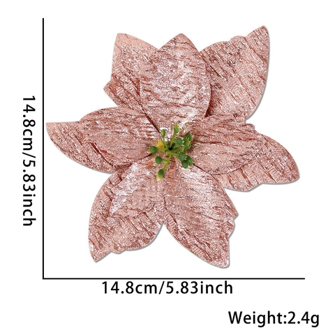 Fiori di Poinsettia Artificiali con Glitter e Paillettes in Tessuto per Albero di Natale Decorazioni Casa Matrimonio Festa