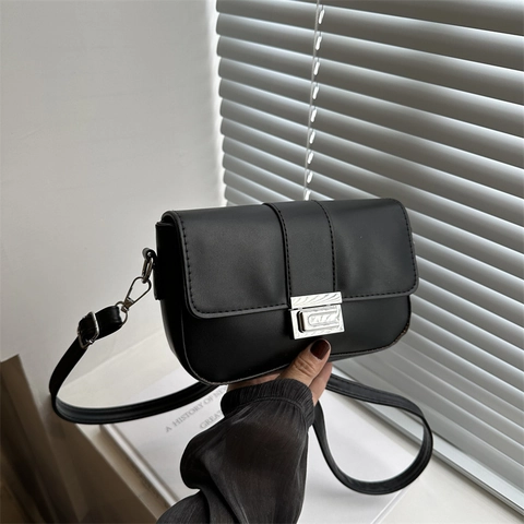 Vintage PU Leder Quadratisch Schultertasche Für Damen Kleine Umhängetasche Mit Silberschnalle Einfache Tägliche Mode Handtasche