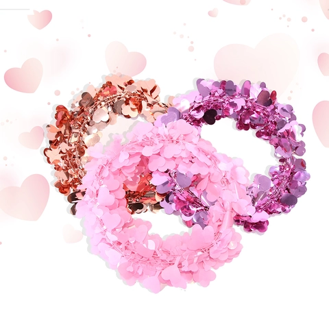 Valentine's Day Heart Shaped Tinsel Garland Metallic PET Iron Wire Ribbon For Wedding Party Hanging Ornament Decoration