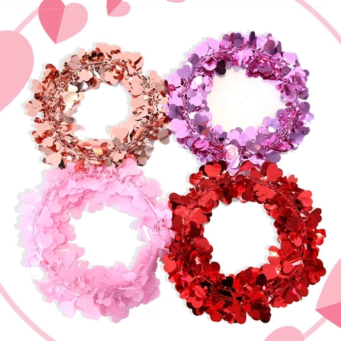 Ghirlanda di San Valentino a Forma di Cuore in PET Filo di Ferro per Matrimonio Festa Anniversario Decorazione Casa