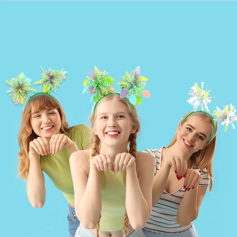 Easter Headband Rabbit Ears Chick Egg Tinsel Headpiece Children Party Decoration Cute Spring Holiday Hair Accessories