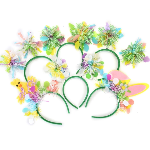 Cerchietto Festa di Pasqua Pulcino Orecchie di Coniglio Pompon Colorati Uovo Copricapo per Primavera Vacanze Festival Accessori