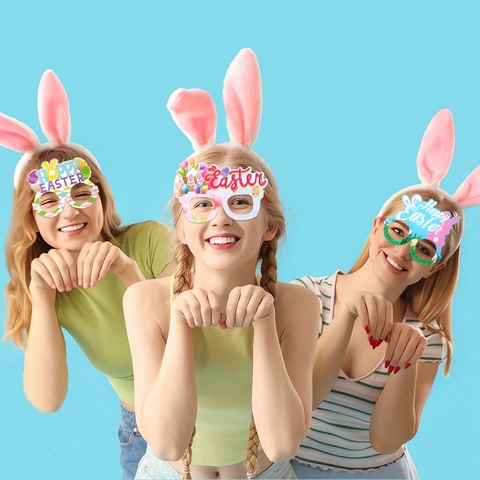 Easter Party Glasses Cute Rabbit Bunny Egg Carrot Chick Photo Props For Kids Adults Holiday Celebration Decorations PVC