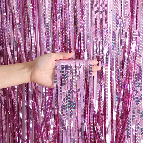Laser Wave Fringe Curtain Party Backdrop Decor 2m PET Metallic Tinsel Streamers For Wedding Celebration Wall Ornaments