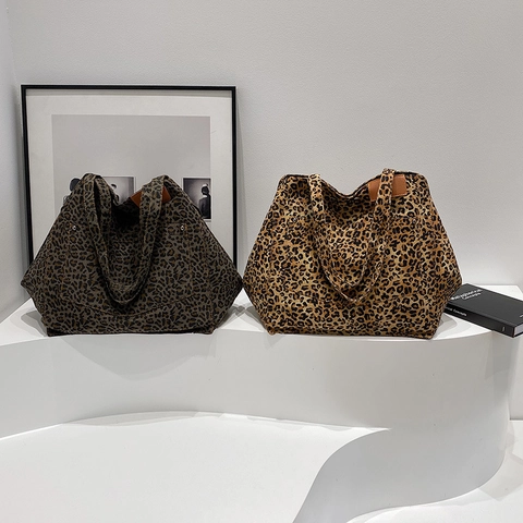 Leopard Print Large Capacity Composite Fabric Tote Bag For Women Fashion Casual Shoulder Bag For Commuting Daily Shopping Handbag