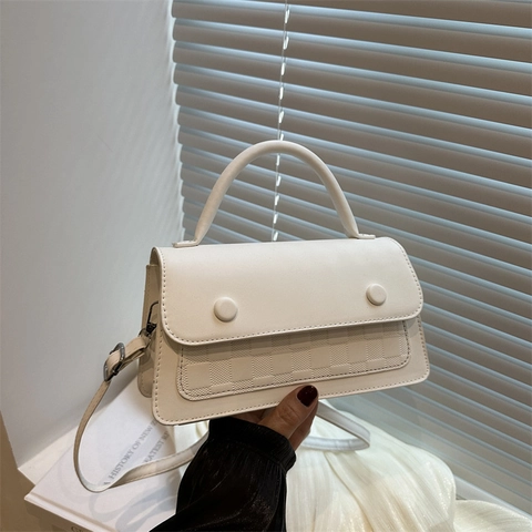 Sac Bandoulière Femme Retro Cuir Synthétique Texture Carreaux Sac À Main Poignée Supérieure À Rabat