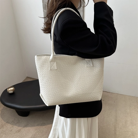 Bolso Tote con Patrón Tejido a la Moda para Mujer Bolso de Hombro de Cuero Sintético de Gran Capacidad Bolso de Mano de Viaje