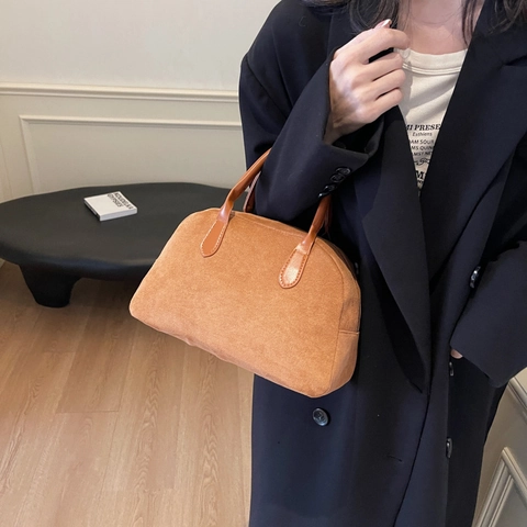 Borsa a Tracolla Casual da Donna in Pelle PU Minimalista Urbana a Forma di Conchiglia Borsa a Mano Retro con Cerniera Giornaliera