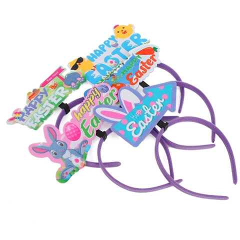 Cerchietto Decorativo per Festa di Pasqua Orecchie di Coniglio Cartone Animato Pulcino Uovo per Bambini Donna Accessorio