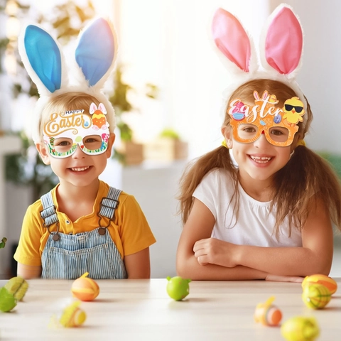 Easter Party Glasses Frames Cartoon Bunny Egg Chick Gnome Decor Holiday Photo Props Festive Celebration Accessories