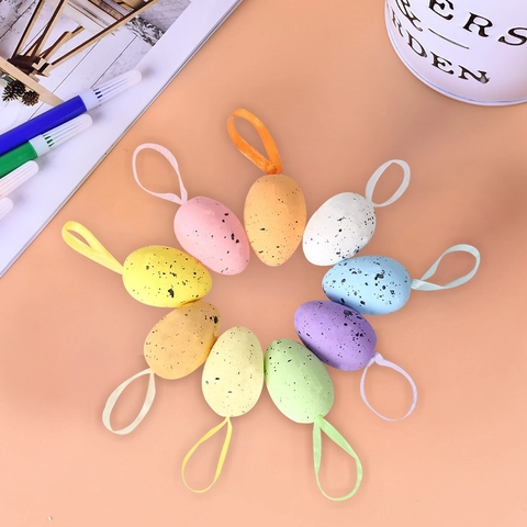 Adornos Colgantes de Huevos de Pascua Moteados Espuma Artificial Huevos de Paloma Coloridos para Decoración del Hogar Fiesta
