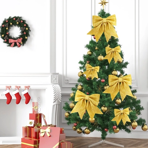 Lazo de Navidad con Purpurina Decoración Colgante Brillante para Árbol de Navidad Fiesta Hogar Pared Decoración Festiva Regalo