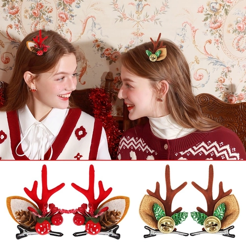 Fermagli Per Capelli Con Corna Di Renna Di Natale Per Donne Ragazze Simpatici Fermagli Per Feste Natalizie Decorazioni Per Capelli In Tessuto Plastica Strass