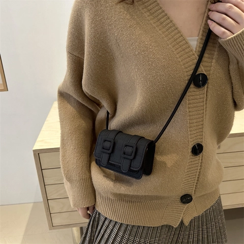 Mode PU Leder Mini Quadratische Umhängetasche Krokodilmuster Doppel Schnalle Kleine Schultertasche Für Damen Alltäglich